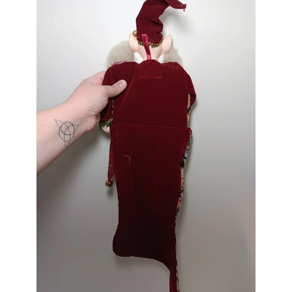 Vintage Wayne Kleski Elf -Santa Claus Doll Christmas Stocking 23”  3D Decoration